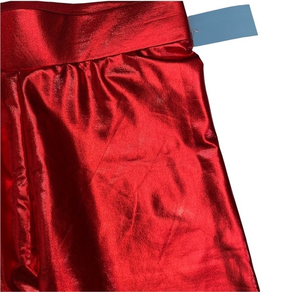 Zoe and Liv Red Shiny Metallic Lamé Spandex Leggings Sz Small - Picture 4 of 10